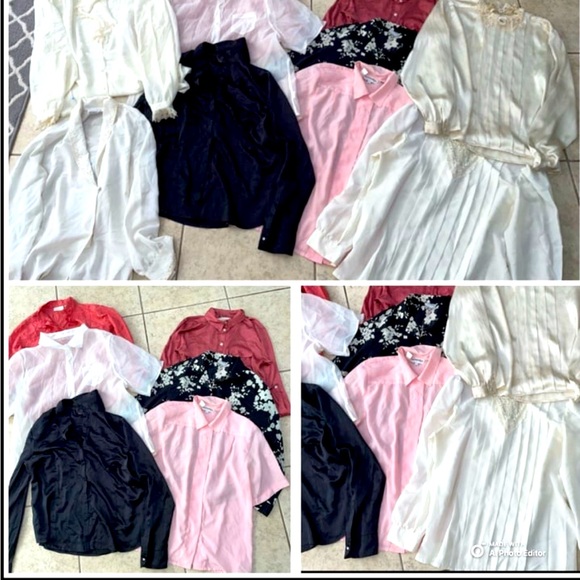 Large 10•lot bundle Vintage ladies dressy Y2K Secretary Assorted blouse Tops - Picture 2 of 9